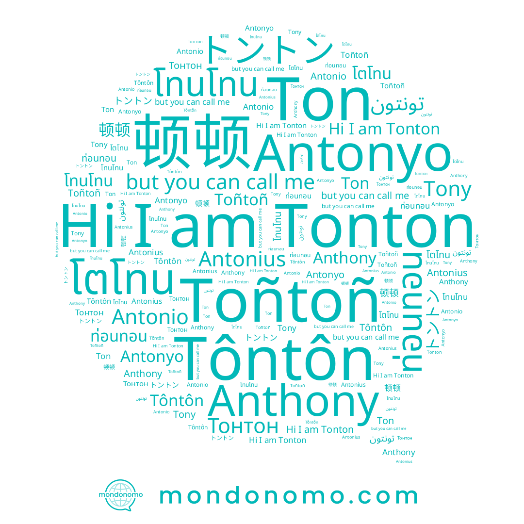name ท่อนทอน, name Toñtoñ, name Тонтон, name Tonton, name Antonyo, name Tôntôn, name 顿顿, name Tony, name Antonio, name تونتون, name Antonius, name โตโทน, name Ton, name โทนโทน, name Anthony, name トントン