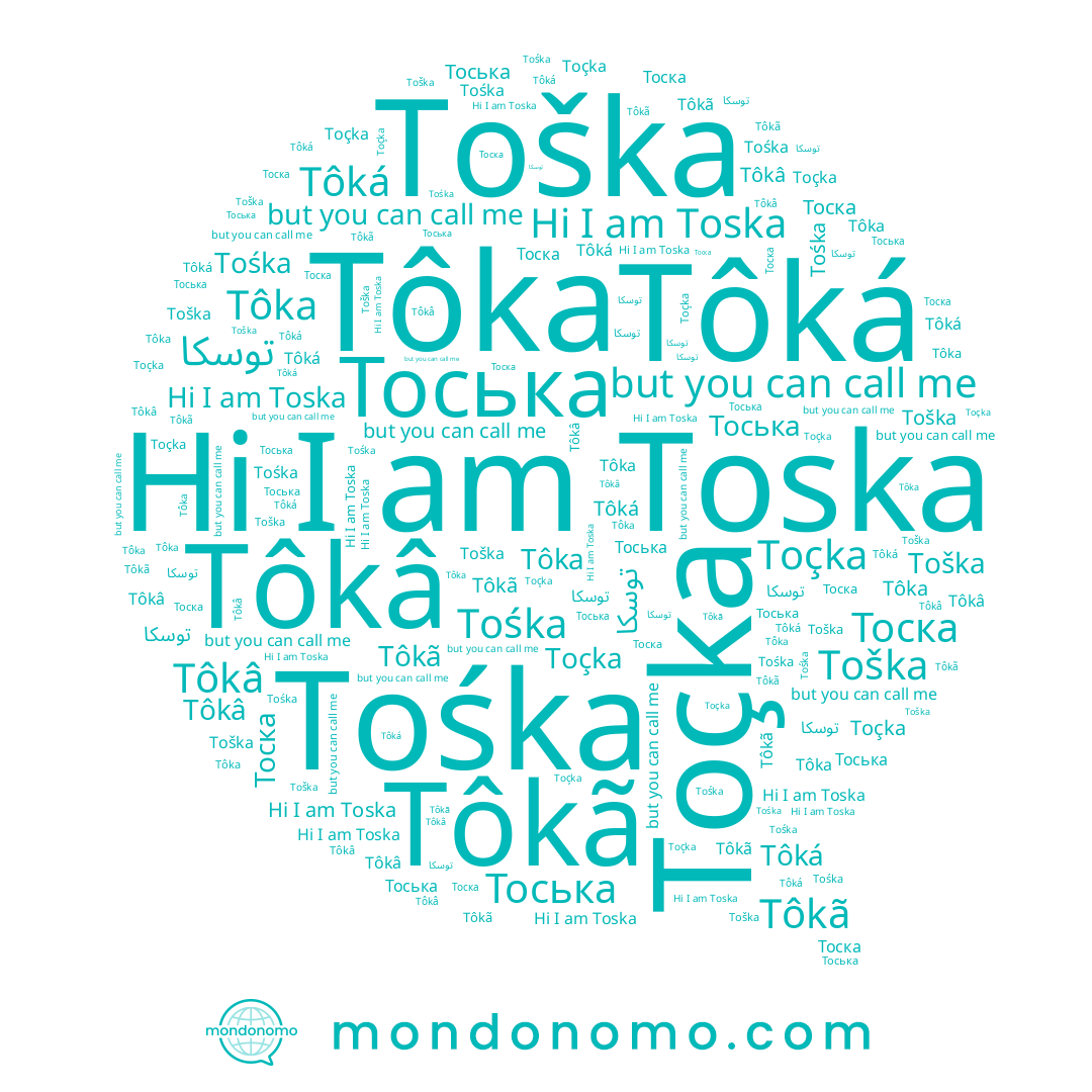 name Tośka, name Tôkâ, name Toška, name Tôká, name Tôkã, name Тоська, name Toçka, name Tôka, name Toska