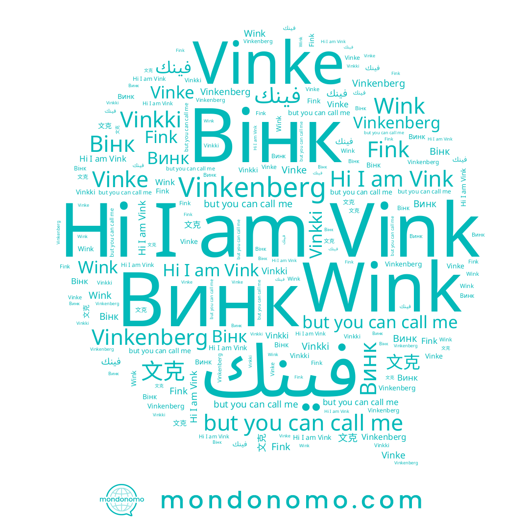 name Vink, name Вінк, name Vinke, name 文克, name Vinkki, name Wink, name Винк, name Fink, name Vinkenberg, name فينك