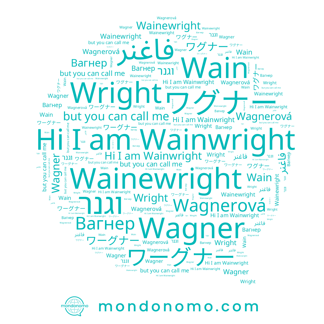 name ワグナー, name ワーグナー, name Вагнер, name فاغنر, name Wain, name Wagnerová, name Wright, name וגנר, name Wagner, name Wainwright, name Wainewright