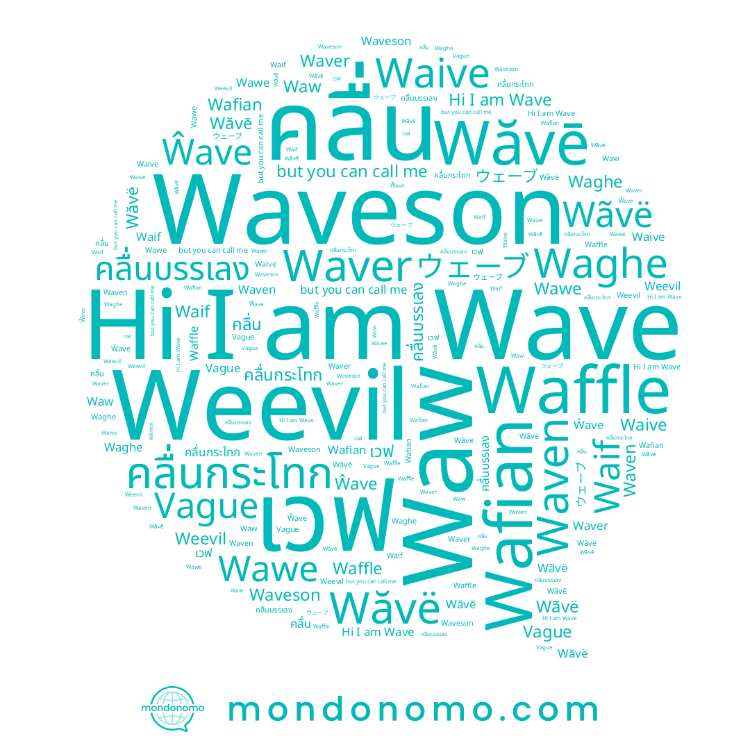 name Waw, name Waveson, name Waghe, name Waven, name Waver, name Wawe, name Waif, name Wăvē, name Wafian, name Waive, name Ŵave, name คลื่นบรรเลง, name Wave, name คลื่นกระโทก, name คลื่น, name Wăvë, name Vague, name Wãvë