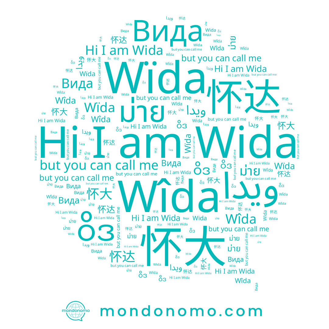 name Wîda, name ม่าย, name ویدا, name Вида, name 怀达, name ဝိဒ, name วิดา, name Wida, name 怀大, name Wïda
