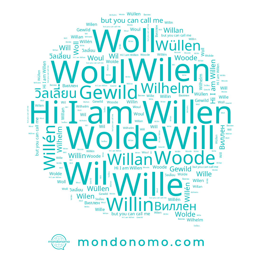 name Wilhelm, name Willén, name Woll, name Woode, name Wilen, name Willin, name Will, name Gewild, name Wolde, name Willen, name Wüllen, name Woul, name Wil, name วิลเลี่ยน, name Виллен, name Willan, name Wille