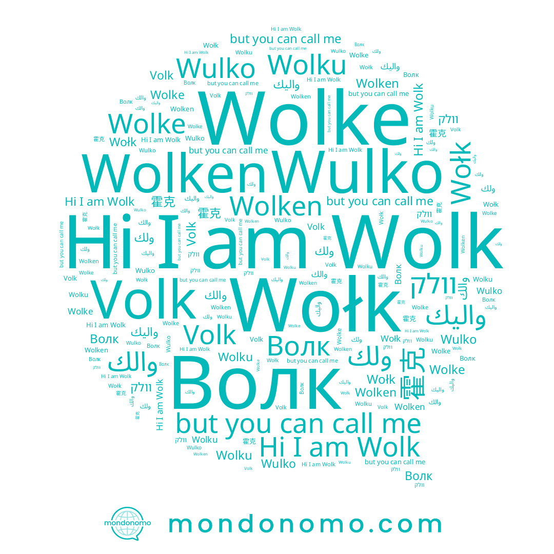 name Wołk, name ولك, name Volk, name Wolk, name Wolken, name Wolke, name Волк, name 霍克, name والك, name Wolku, name واليك, name Wulko, name וולק