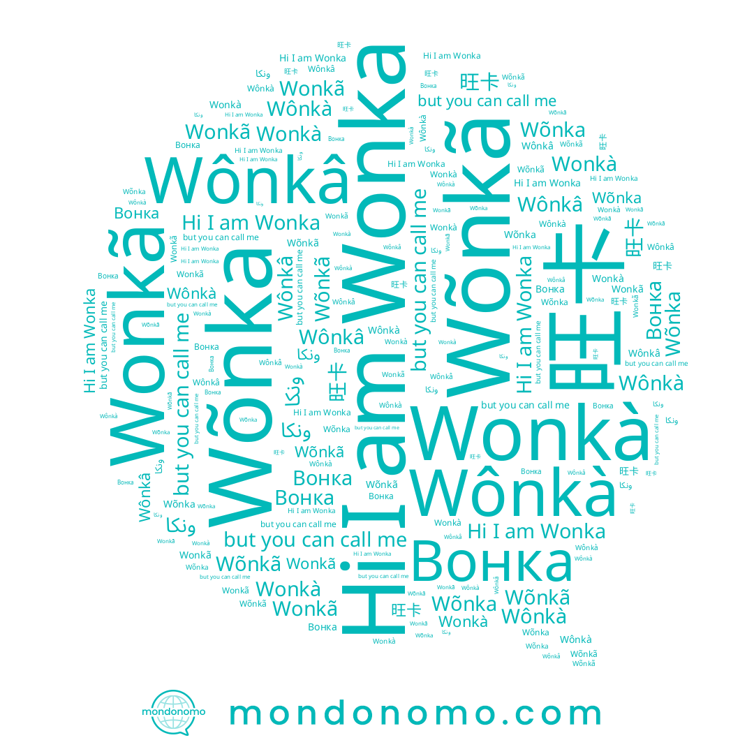 name Wônkâ, name Wonkã, name Wonkà, name 旺卡, name Wõnka, name Wõnkã, name Wonka, name Вонка, name Wônkà