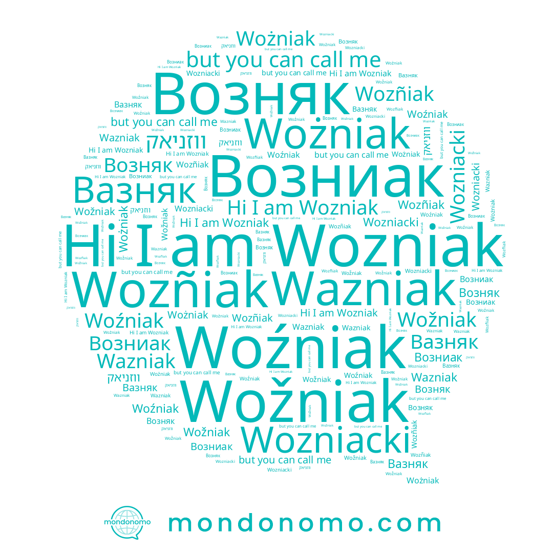 name Wozñiak, name Wazniak, name Wozniacki, name ווזניאק, name Вазняк, name Woźniak, name Wozniak, name Wożniak, name Возняк, name Возниак, name Wožniak