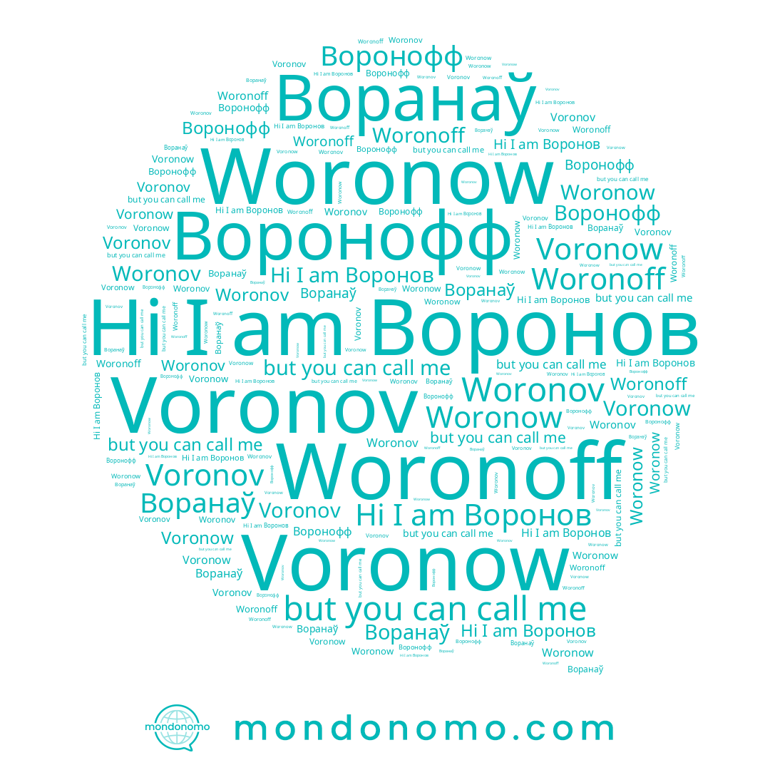 name Voronow, name Воронов, name Воронофф, name Woronoff, name Woronow, name Воранаў, name Voronov, name Woronov