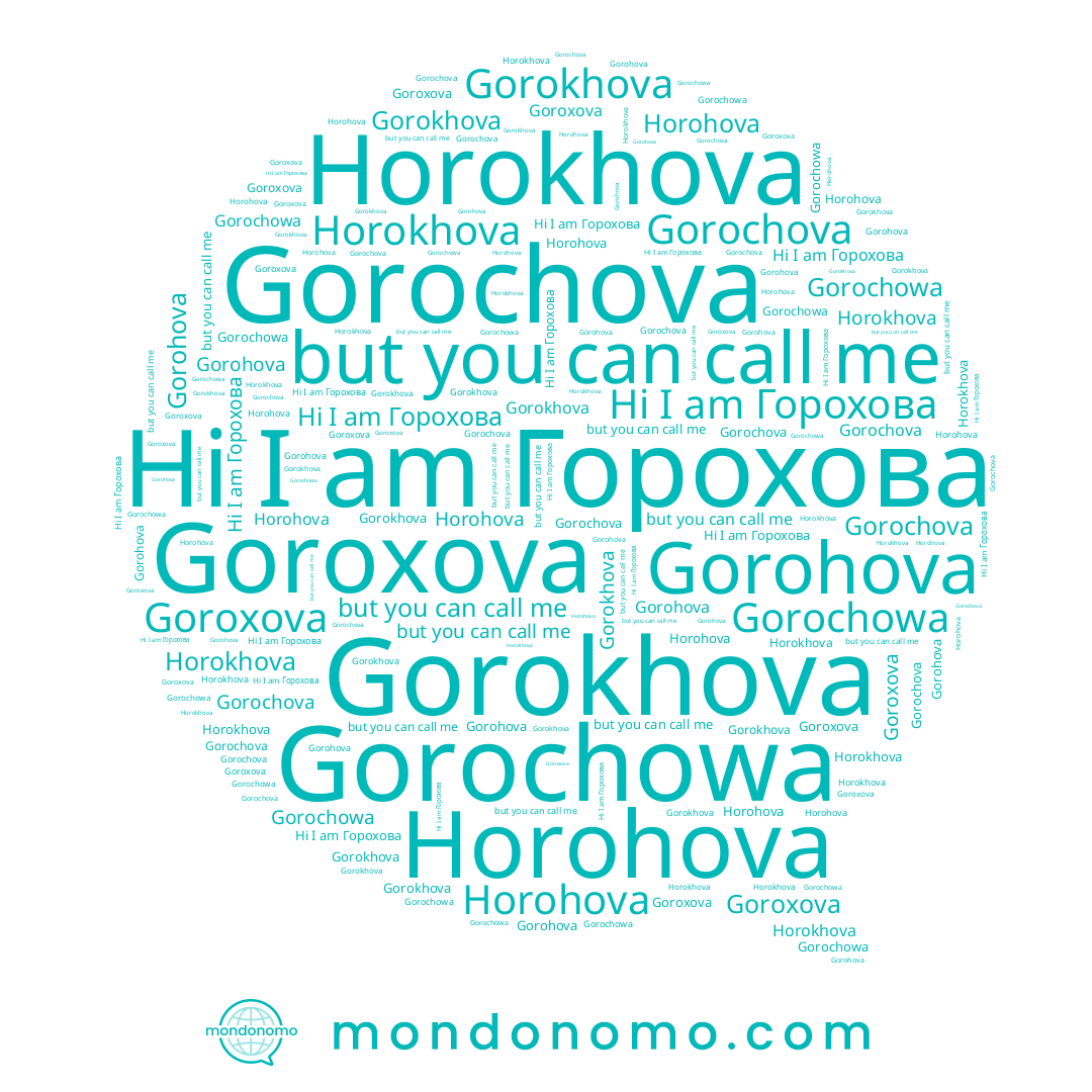 name Gorochova, name Горохова, name Goroxova, name Gorokhova, name Horohova, name Gorohova, name Horokhova