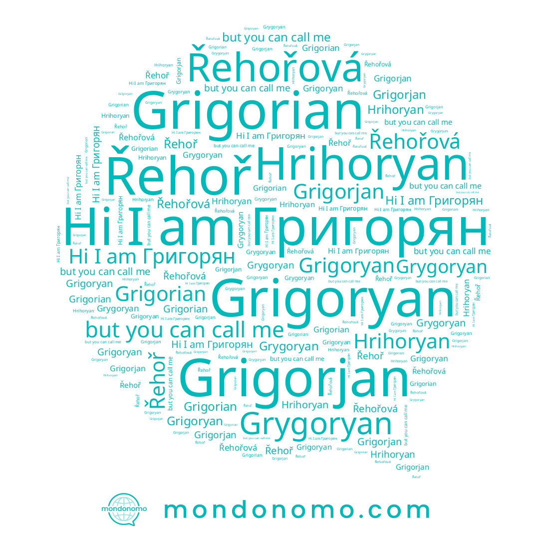 name Řehořová, name Hrihoryan, name Grigorian, name Řehoř, name Григорян, name Grigorjan, name Grygoryan, name Grigoryan