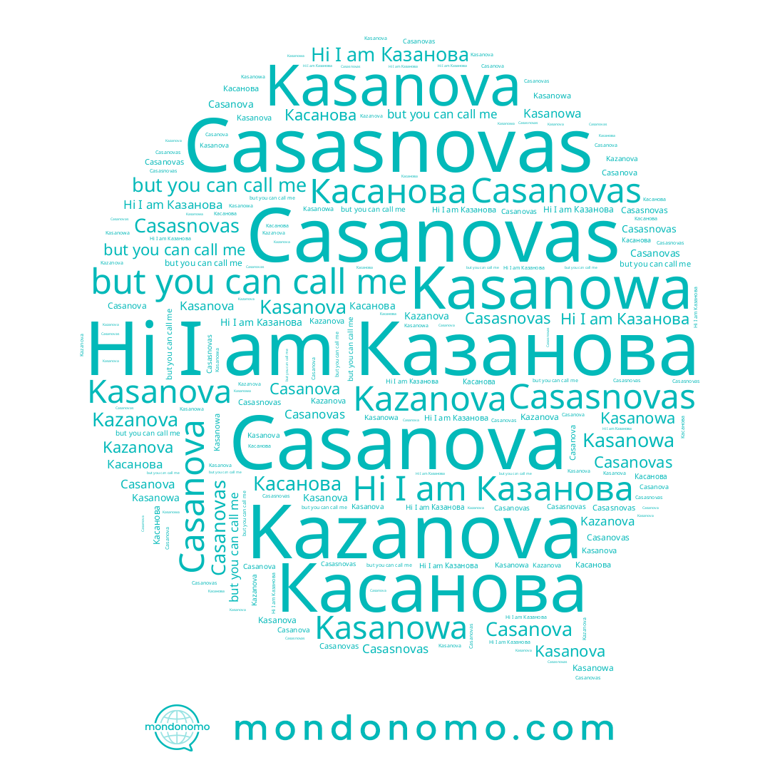 name Казанова, name Kasanowa, name Casanovas, name Casanova, name Kazanova, name Касанова, name Casasnovas