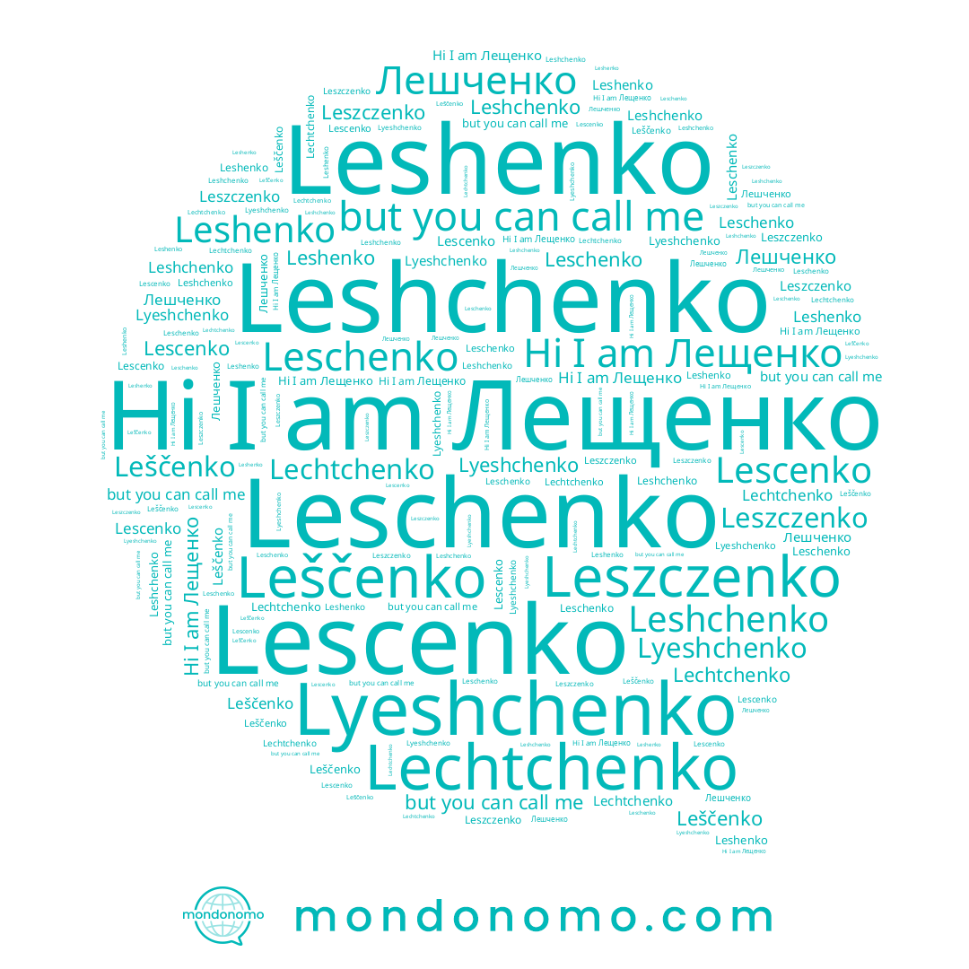 name Leshenko, name Lyeshchenko, name Лещенко, name Lescenko, name Lechtchenko, name Leshchenko, name Leschenko, name Лешченко