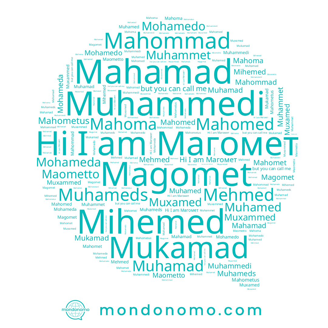name Mahometus, name Mohamedo, name Muhamed, name Mihemed, name Muhamad, name Mahamad, name Mahomed, name Magomet, name Mehmed, name Muxamed, name Mahoma, name Muxammed, name Mukamad, name Muhameds, name Maometto, name Muhammet, name Магомет, name Mahomet, name Mohameda, name Muhammedi, name Mahommad