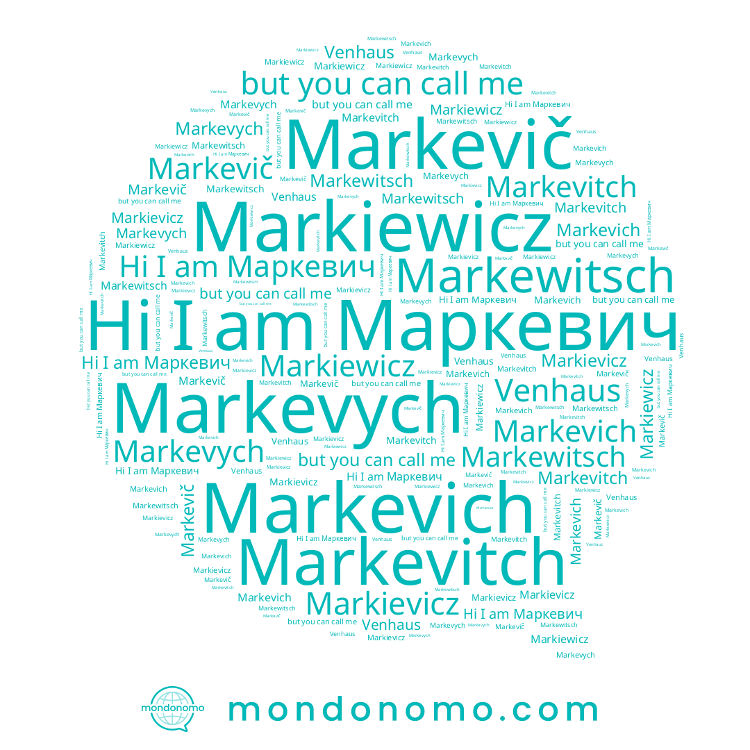 name Markevitch, name Venhaus, name Markiewicz, name Маркевич, name Markevič, name Markevich, name Markievicz, name Markevych