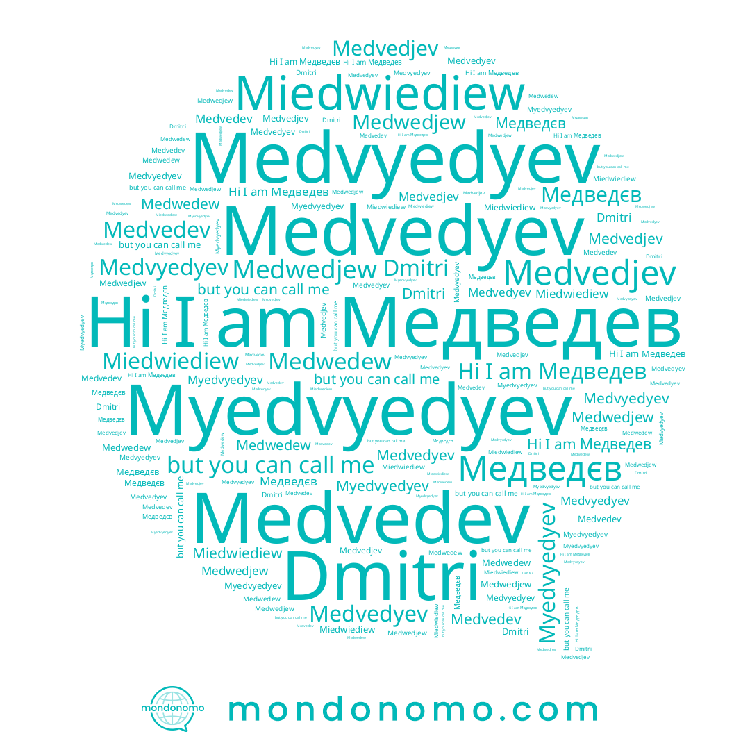 name Medvyedyev, name Medwedew, name Myedvyedyev, name Medvedjev, name Medvedev, name Медведєв, name Медведев, name Dmitri, name Miedwiediew, name Medvedyev