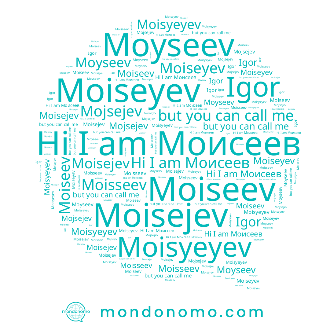 name Igor, name Моисеев, name Mojsejev, name Moyseev, name Moiseev, name Moisejev, name Moiseyev, name Moisseev, name Moisyeyev