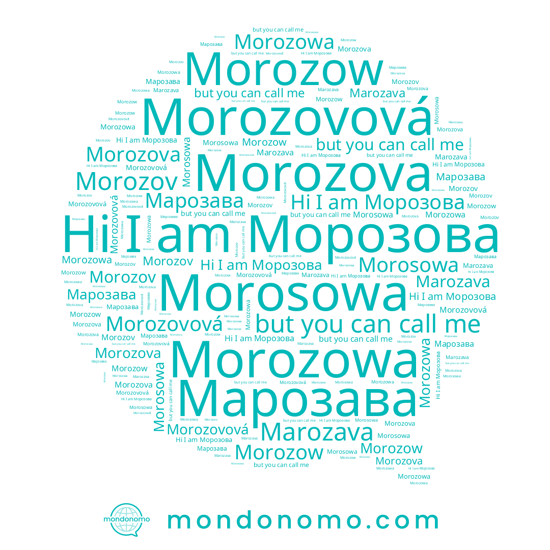 name Morozov, name Marozava, name Morosowa, name Морозова, name Morozova, name Марозава, name Morozovová, name Morozowa