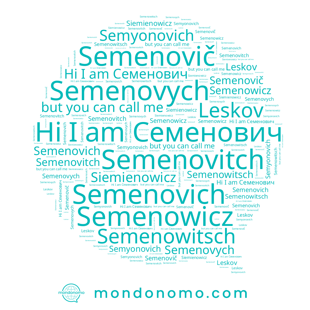 name Leskov, name Семенович, name Semenowicz, name Semenowitsch, name Semenovych, name Semenovich, name Siemienowicz, name Semenovitch, name Semyonovich