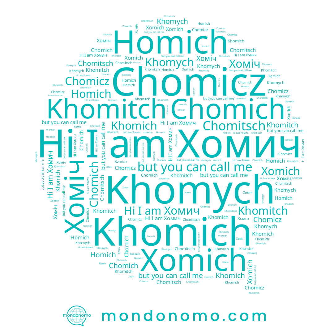 name Chomitsch, name Хоміч, name Chomich, name Хомич, name Khomych, name Chomicz, name Khomich, name Homich, name Khomitch