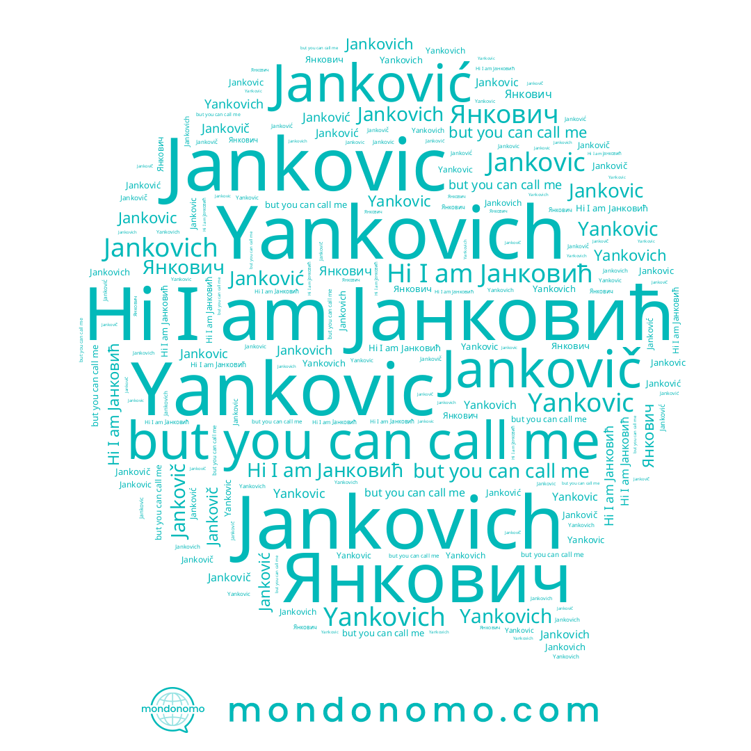 name Янкович, name Јанковић, name Yankovic, name Jankovich, name Yankovich, name Janković, name Jankovič, name Jankovic
