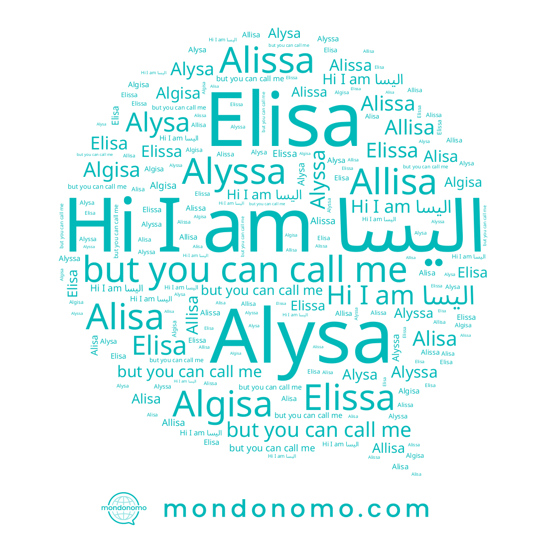 name Alisa, name Algisa, name Alysa, name اليسا, name Alyssa, name Elissa, name Allisa, name Elisa, name Alissa