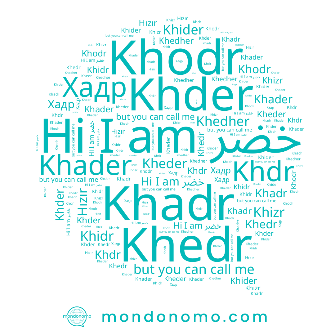 name Khader, name Khider, name Khder, name Khedr, name Khdr, name Khizr, name خضر, name Khadr, name Khidr, name Khodr, name Hızır, name Хадр, name Khedher, name Kheder