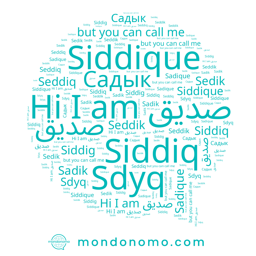 name Siddique, name Садык, name Sadik, name Seddiq, name Seddik, name Siddig, name Sedik, name Siddiq, name Sdyq, name صديق, name صدیق, name Sadique