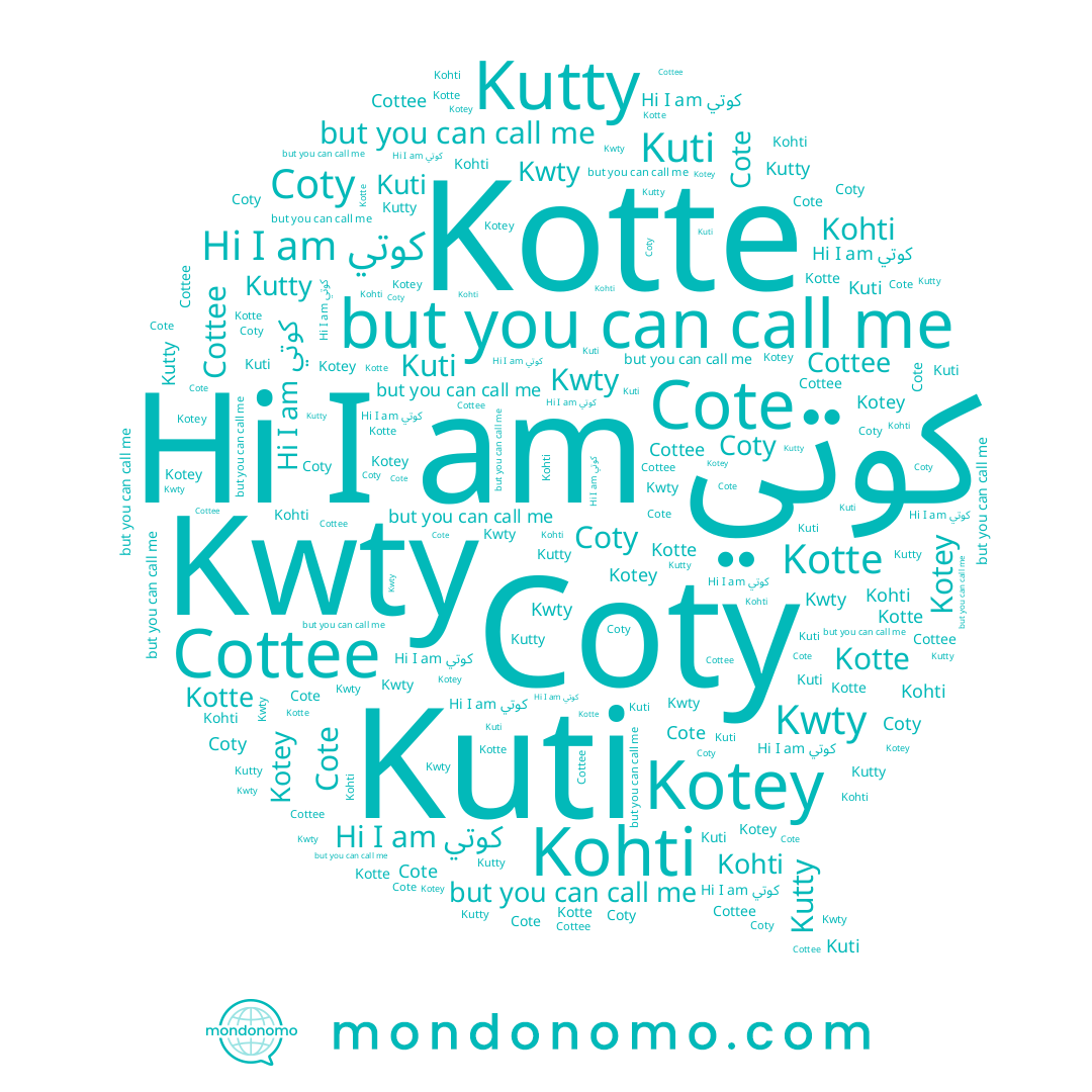 name Koti, name Kutty, name Kotey, name Cote, name Kuti, name Coty, name Kwty, name Kohti, name Cottee, name كوتي, name Kotte