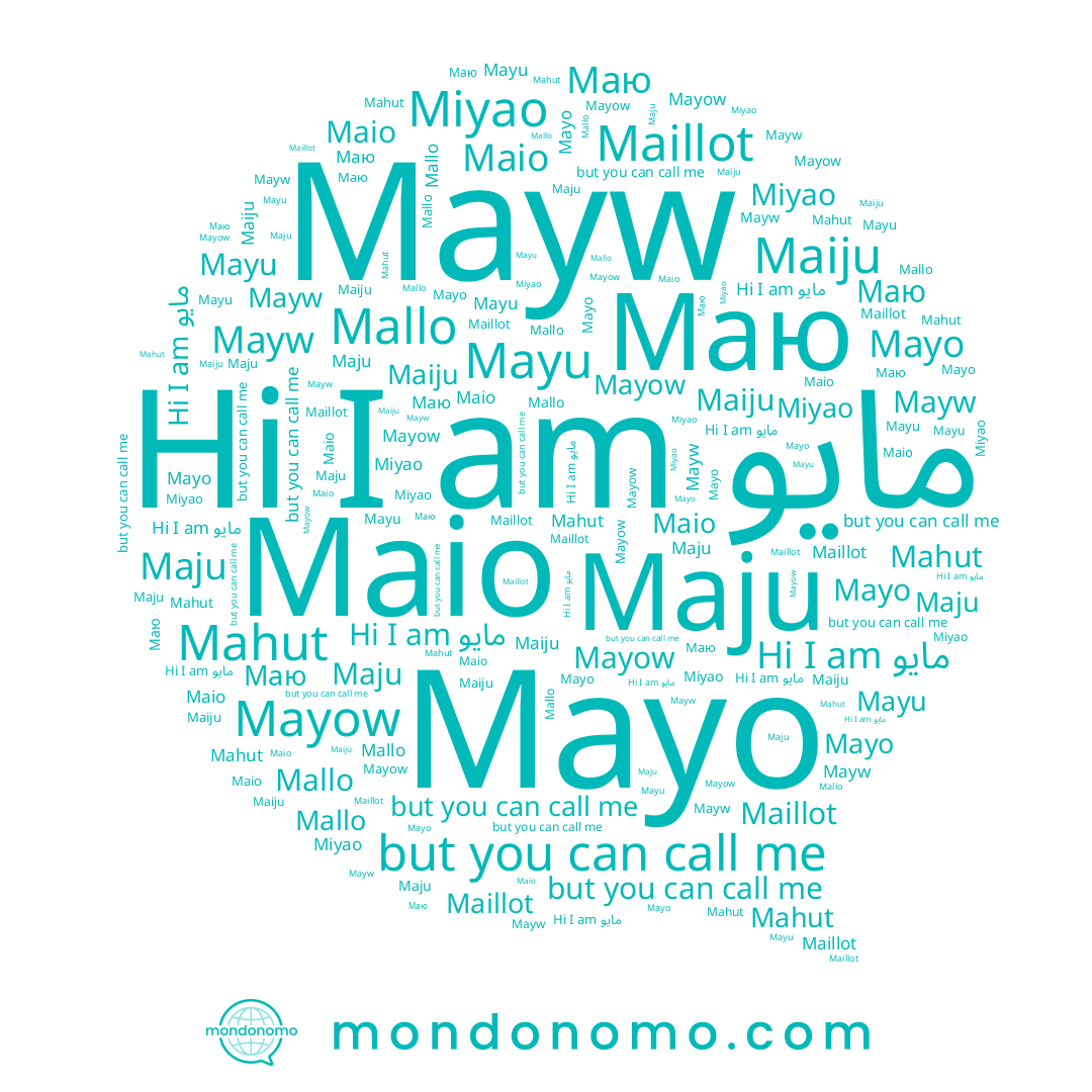 name Mayu, name Mallo, name Mayo, name Maju, name Mayow, name Mayw, name Mahut, name Maio, name Maillot, name Miyao, name Маю, name مايو, name Maiju