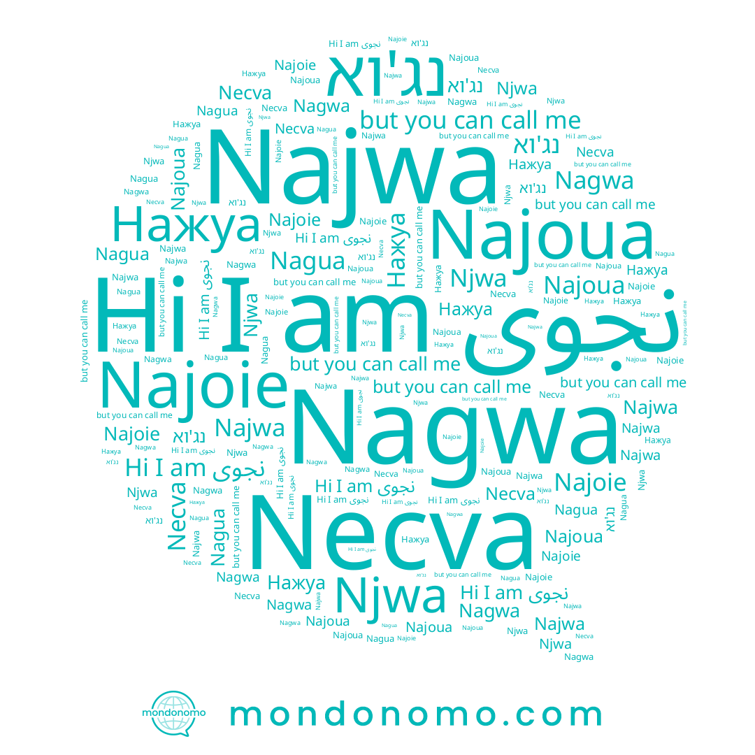 name Njwa, name نجوى, name Nagua, name Najoie, name Nagwa, name Najoua, name Necva, name Najwa, name נג'וא, name Нажуа
