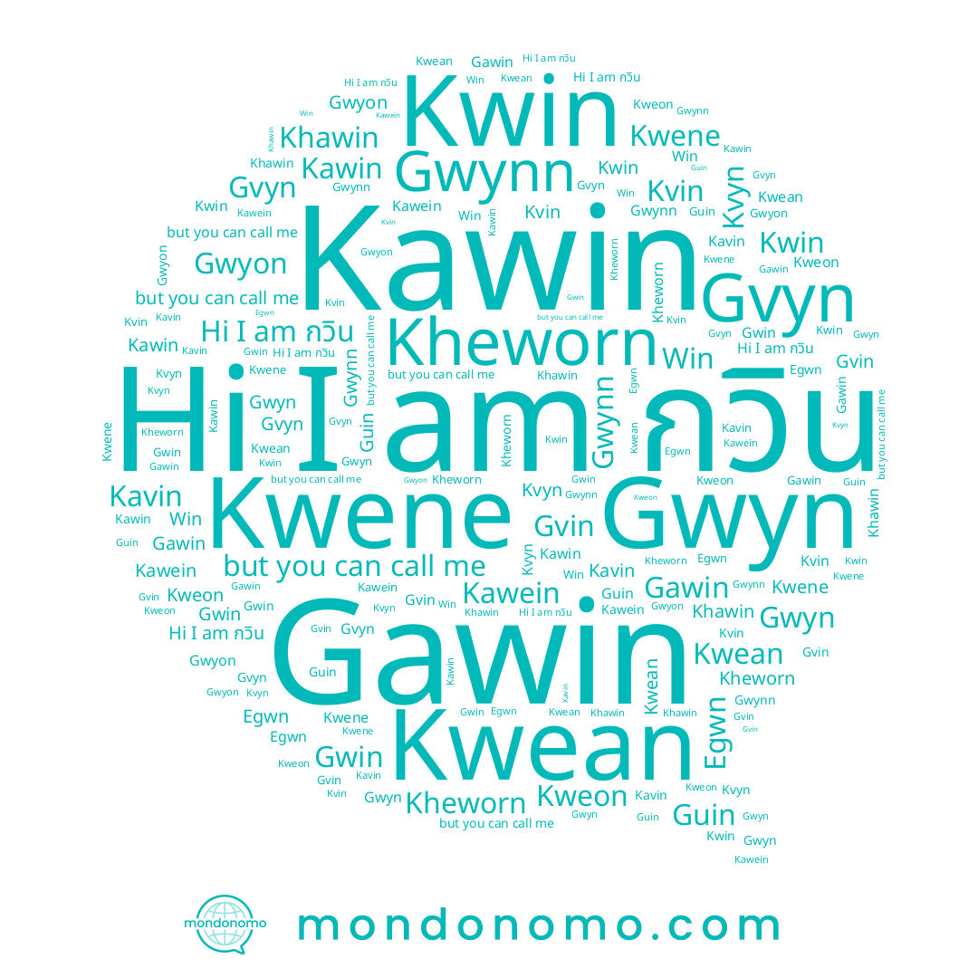 name Gvyn, name Gawin, name Kwin, name Kvyn, name Gvin, name Gwyon, name Guin, name Gwyn, name Gwin, name Kawein, name Win, name Kwene, name Kheworn, name Kawin, name Kvin, name Khawin, name Kavin, name Kwean, name Kweon, name กวิน