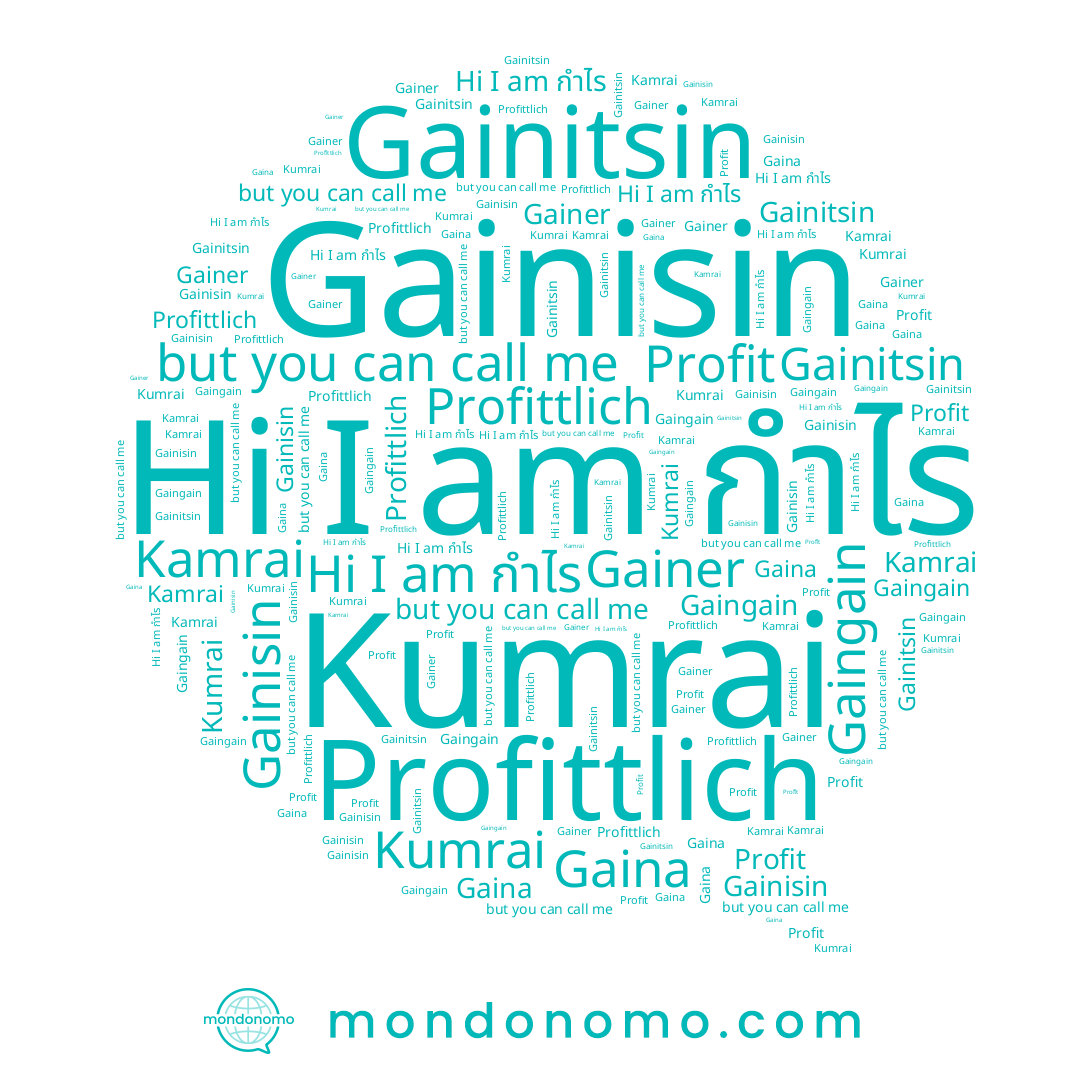 name Kumrai, name Gainitsin, name Kamrai, name Gaina, name Profittlich, name Gaingain, name Profit, name Gainisin, name Gainer