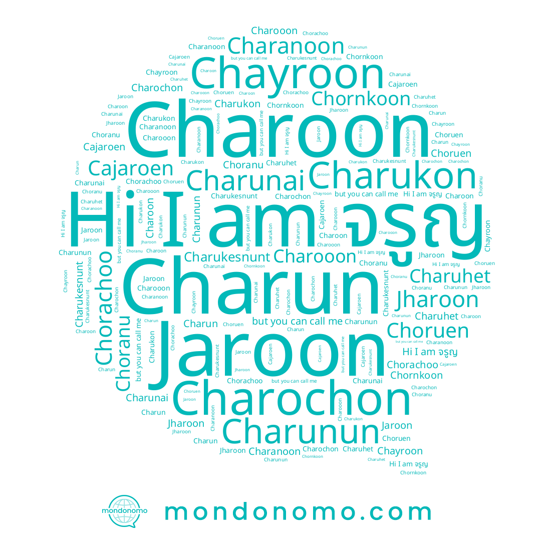 name Cajaroen, name Charochon, name Choruen, name Charooon, name Charukesnunt, name Charanoon, name Charun, name Charunai, name Charoon, name Charukon, name Chayroon, name Charunun, name จรูญ, name Jharoon, name Charuhet, name Chorachoo, name Jaroon, name Chornkoon, name Choranu