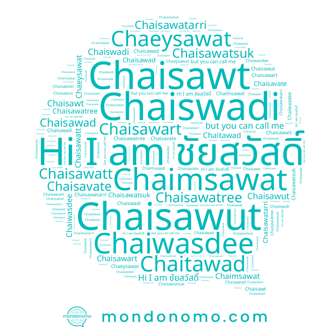 name Chaimsawat, name Chaiwasdee, name Chaisawart, name Chaisawatsuk, name Chaiswadi, name Chaisawat, name Chaisawatt, name Chaisawatree, name ชัยสวัสดิ์, name Chaisawatarri, name Chaitawad, name Chaisawut, name Chaisavate, name Chaisawt, name Chaeysawat