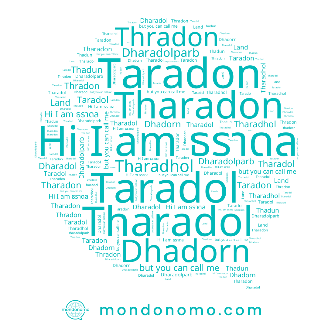 name Land, name Thadun, name Tharadon, name Tharadhol, name Dhadorn, name Dharadol, name Tharadol, name Taradon, name ธราดล, name Taradol, name Thradon, name Dharadolparb