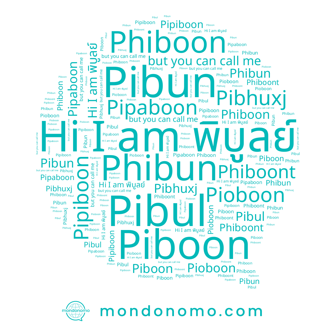 name Pioboon, name Pibul, name Pipiboon, name Pipaboon, name Phiboon, name Pibhuxj, name พิบูลย์, name Phibun, name Phiboont, name Piboon, name Pibun