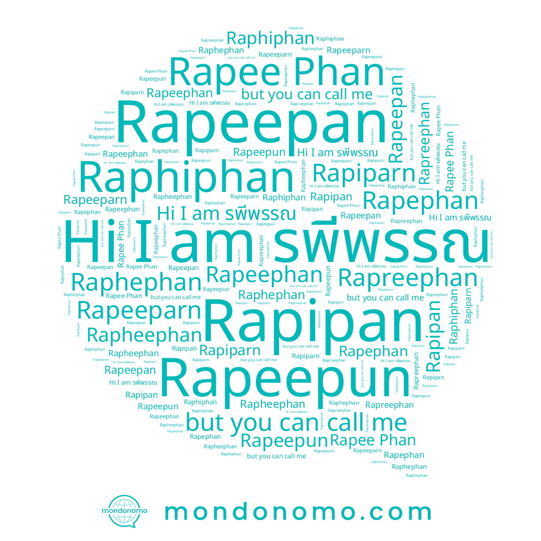 name Raphiphan, name Rapreephan, name Rapeephan, name Rapheephan, name Rapeeparn, name Rapephan, name Rapeepan, name Rapipan, name รพีพรรณ, name Rapiparn, name Rapeepun, name Raphephan