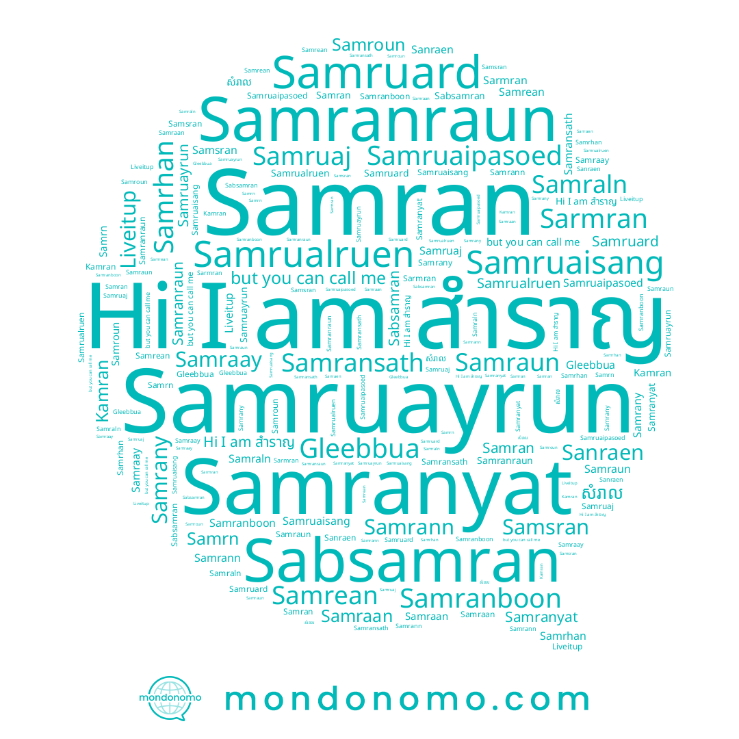 name Samraan, name Samrean, name សំរាល, name Sanraen, name Sabsamran, name Kamran, name Samran, name Liveitup, name Samranboon, name Samransath, name Samranraun, name Samraay, name Gleebbua, name Samraln, name Samraun, name Samruayrun, name Samrany, name Samruaisang, name Samruaj, name Samruard, name Samrann, name Samroun, name Samrualruen, name Sarmran, name Samrhan, name Samsran, name Samrn, name Samranyat