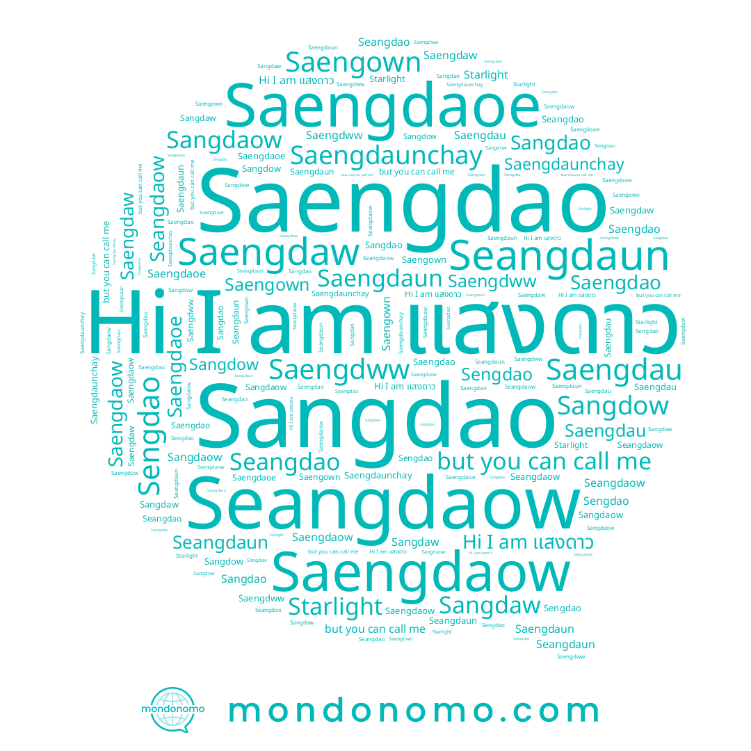 name Saengdaun, name Saengown, name Saengdaoe, name Saengdao, name Seangdao, name Saengdaow, name Sangdao, name Sangdaw, name Sangdaow, name Sengdao, name Seangdaun, name Saengdaunchay, name Saengdau, name แสงดาว, name Saengdaw