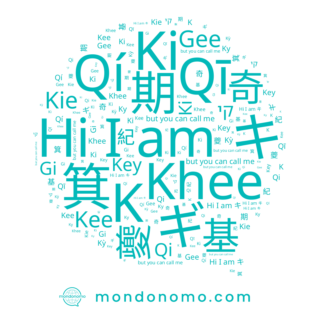 name 箕, name Ky, name Key, name Qi, name Kie, name Gee, name 紀, name 奇, name K, name קי, name Khee, name Кі, name 夔, name キ, name Ki, name Qī, name ギ, name Qí, name 期, name Kee, name 基, name Kỳ, name 기