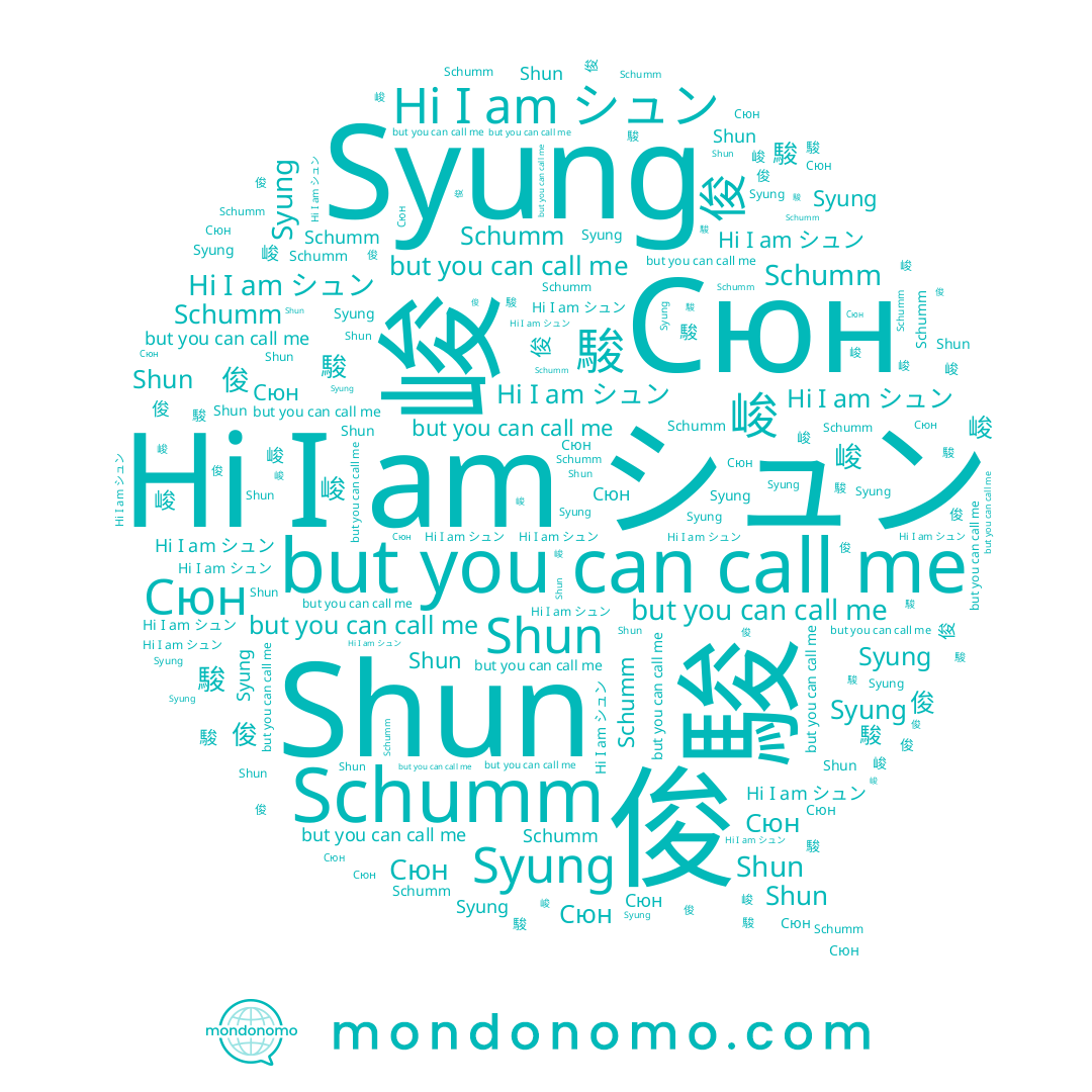 name Syung, name Schumm, name 俊, name 峻, name 駿, name シュン, name Shun, name Syun, name Сюн