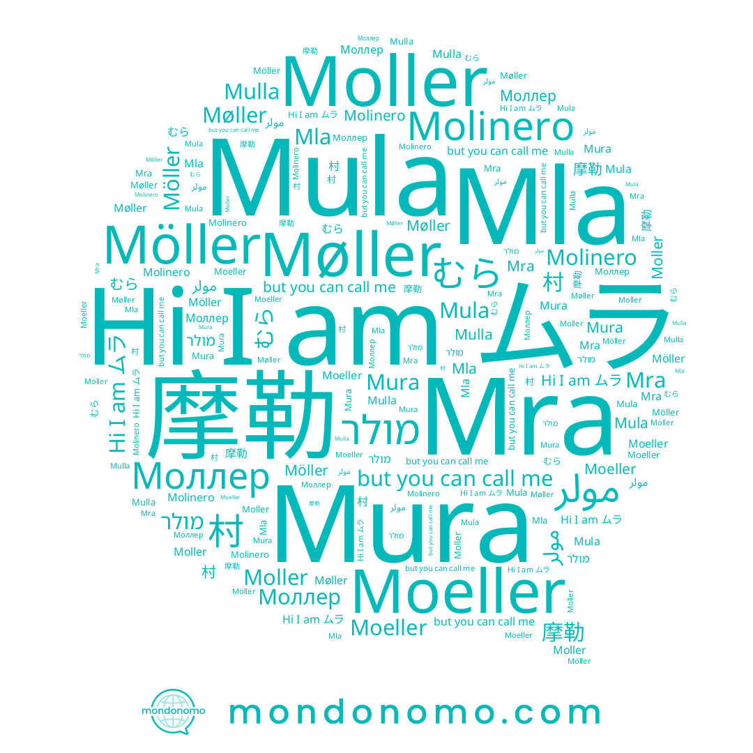 name Moller, name מולר, name むら, name 摩勒, name 村, name Mula, name Møller, name Molinero, name Mulla, name Mura, name Moeller, name مولر, name Моллер, name ムラ, name Möller
