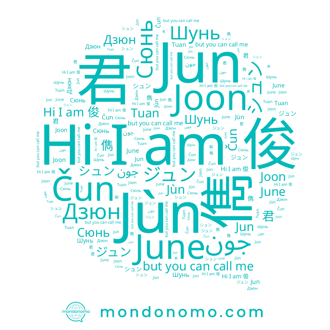 name Jun, name ジュン, name 준, name Шунь, name جون, name June, name 俊, name Jùn, name Сюнь, name Čun, name シュン, name 儁, name Joon, name 君, name Дзюн, name Tuan