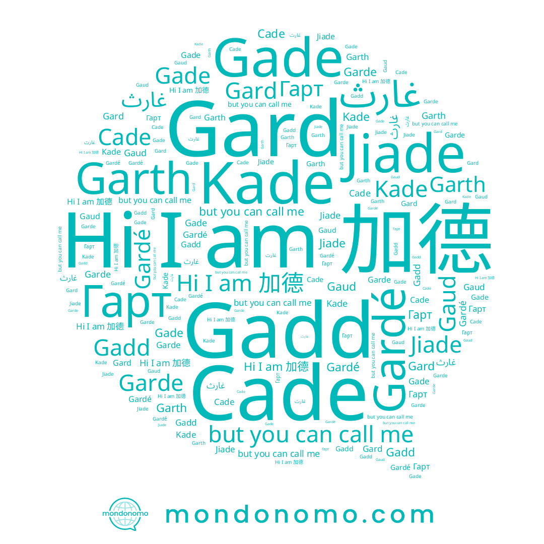 name Gard, name Gaud, name Gadd, name Kade, name Gade, name Garth, name 加德, name Cade, name Gardé, name Гарт, name Garde, name غارث