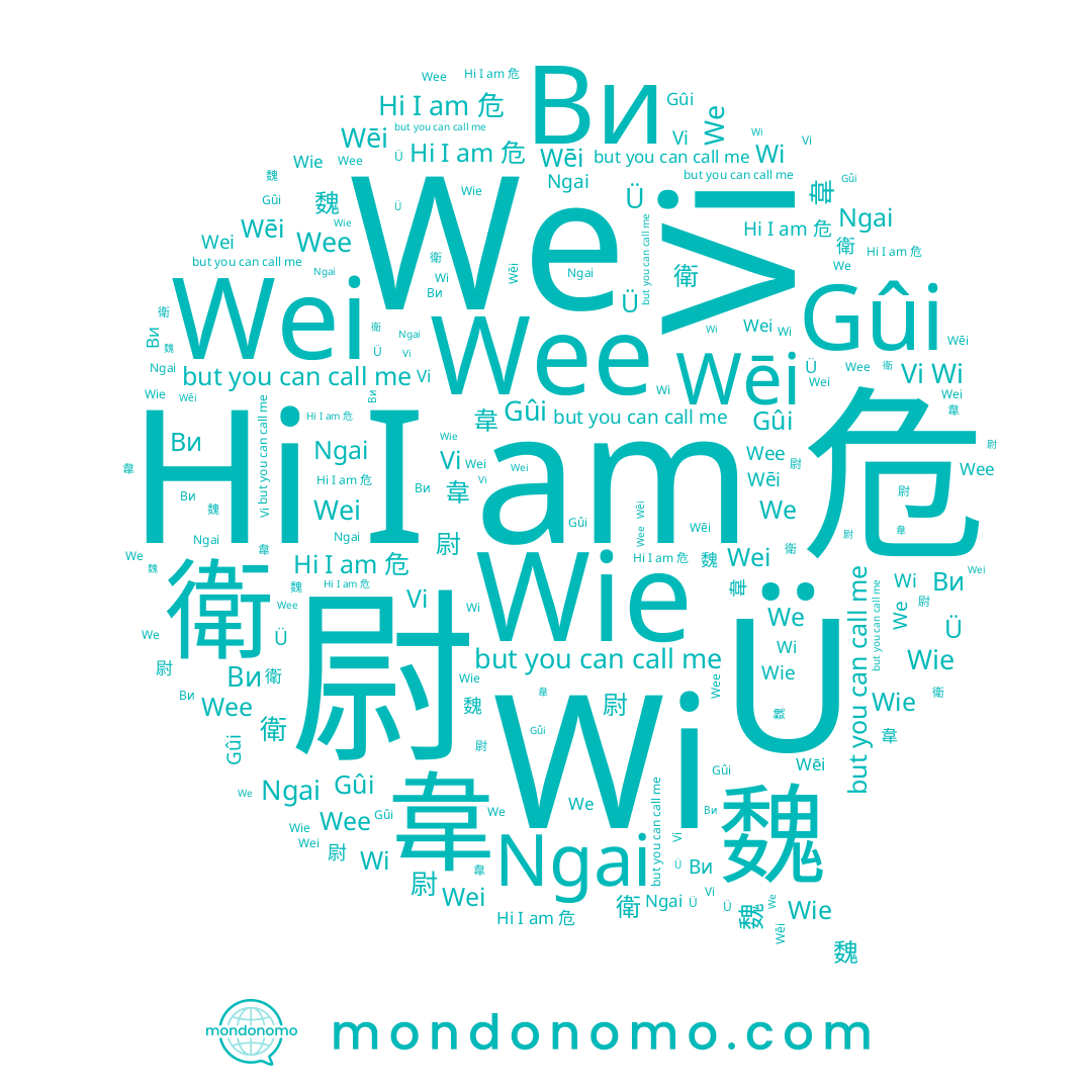 name 尉, name We, name Vi, name Wi, name Ngai, name Wie, name Ü, name 韋, name Gûi, name 衛, name Wee, name Ви, name 魏, name Wei, name 위, name Wēi, name 危
