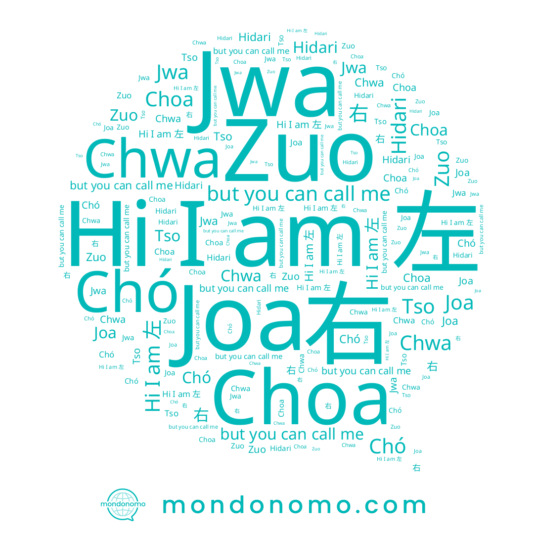 name Joa, name Chwa, name Chó, name Zuo, name Choa, name 右, name Hidari, name 左, name Tso, name 좌, name Jwa