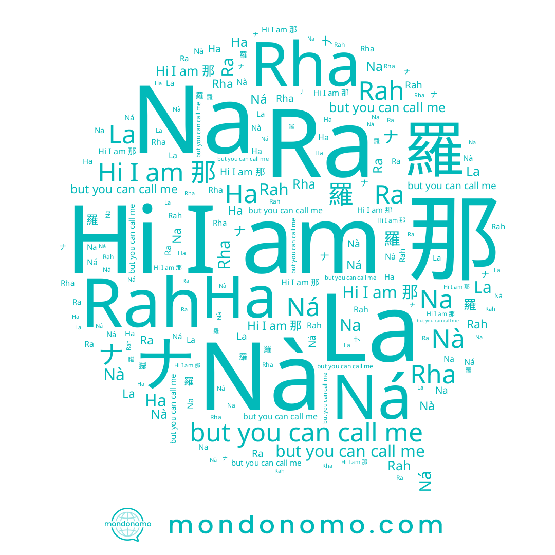 name Nà, name 羅, name На, name 나, name La, name 라, name Ra, name Ná, name Na, name Rha, name Rah, name 那, name ナ
