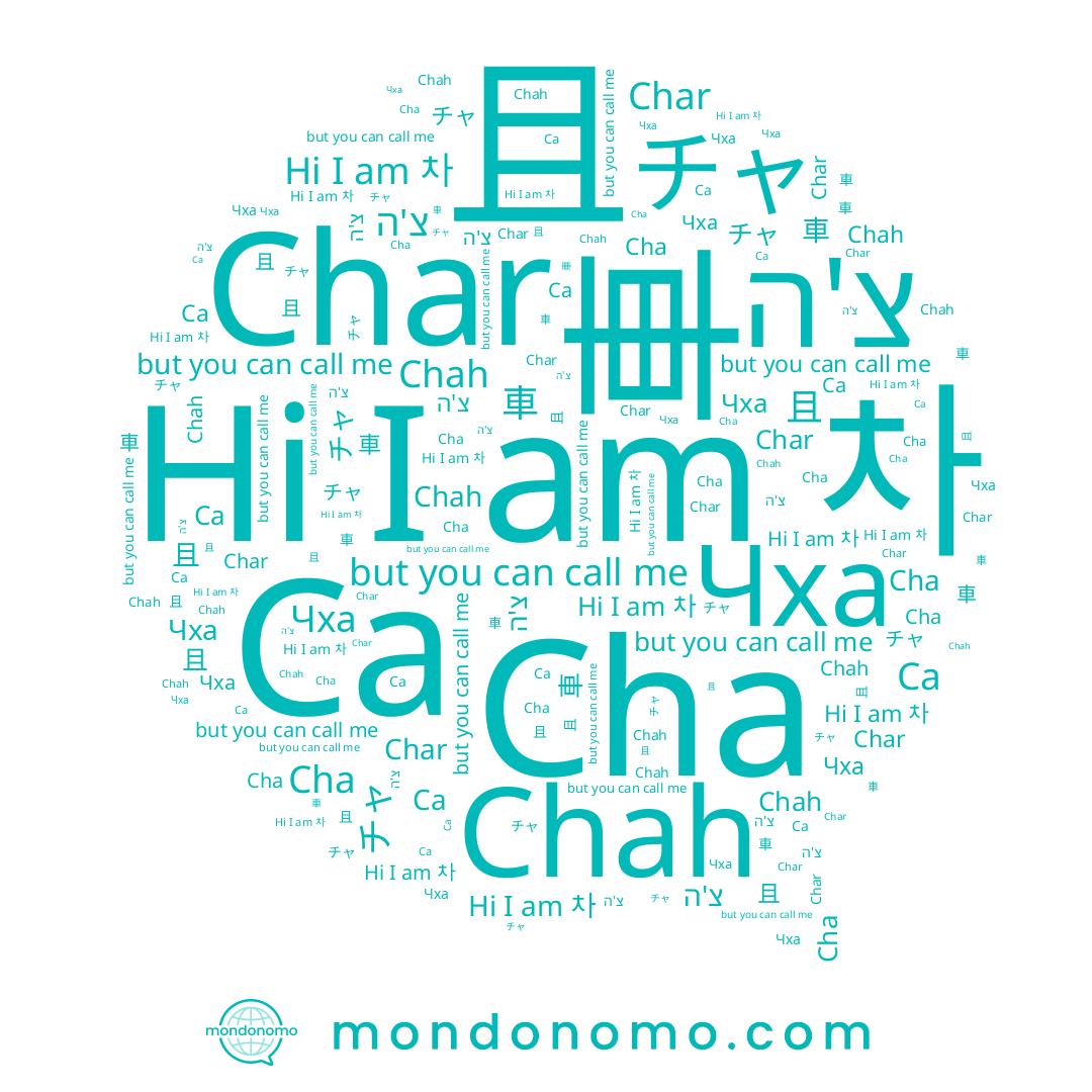 name Чха, name Ca, name チャ, name 車, name צ'ה, name Char, name 차, name 且, name Cha, name Chah