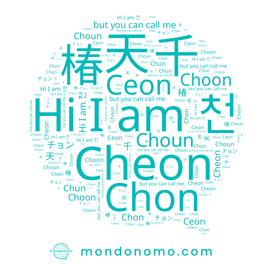 name Chon, name 椿, name Choon, name Choun, name 천, name 춘, name Chun, name Cheon, name 天, name Ceon, name 千, name チョン