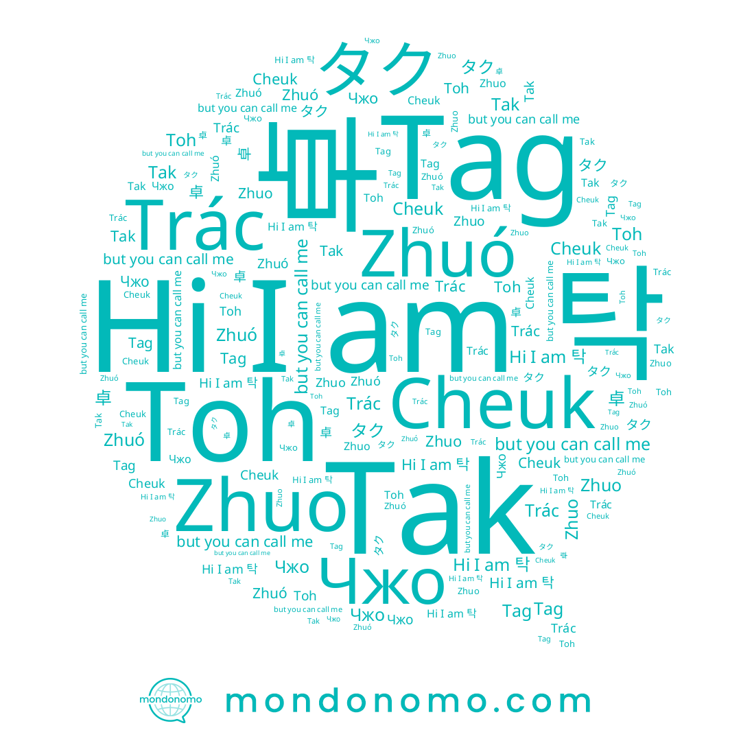 name 卓, name タク, name Tag, name Tak, name 탁, name Zhuo, name Zhuó, name Cheuk, name Trác, name Toh, name Чжо