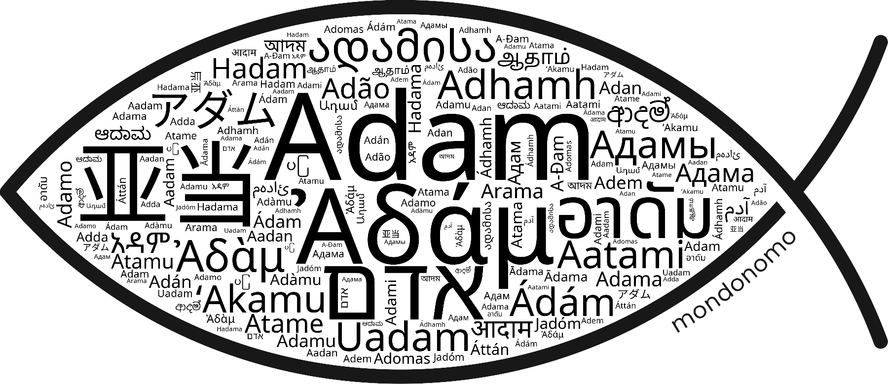 Name Adam in the world's Bibles